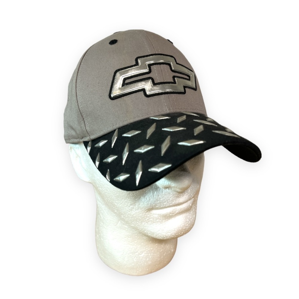 Official GM Chevy Trucks Diamond‎ Plate Hat Gray Black Silver OSFM Chevrolet